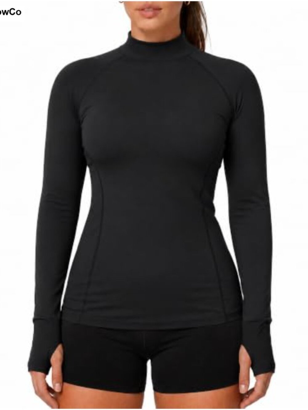 Zengjo Womens Athletic Top Mock Neck Long Sleeve Workout Shirt Thumb Holes